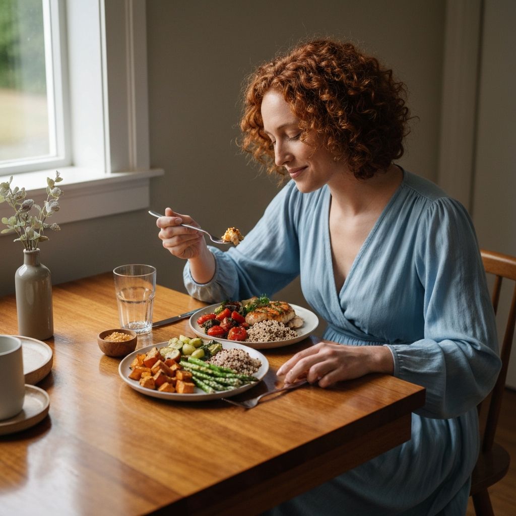 Person enjoying a balanced meal